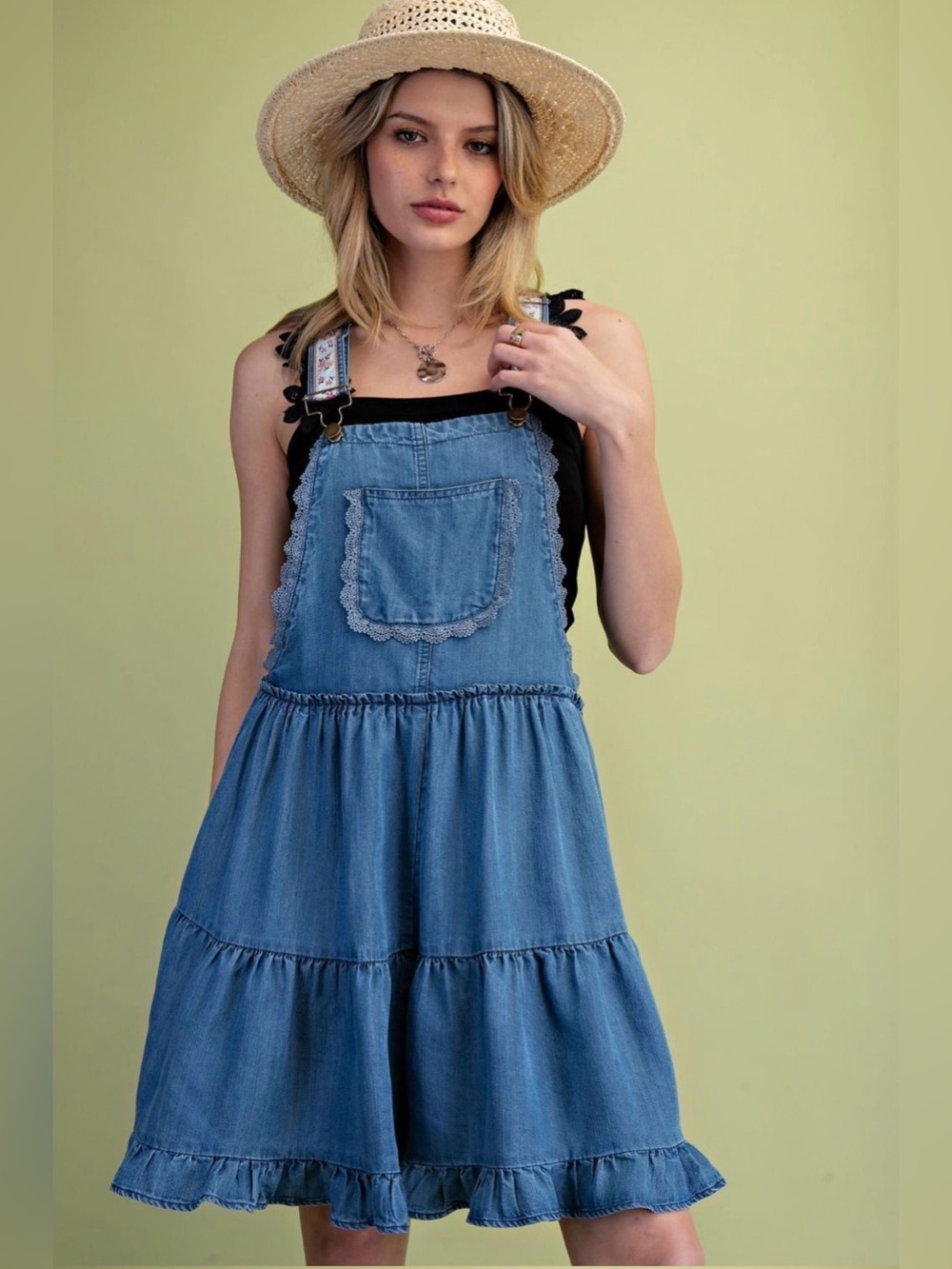 Easel Chambray Denim Romper - NWT (Large)